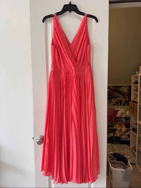 Mango Dresses & Skirts - Mango Coral V-Neck Pleated Maxi Dress